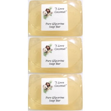 Handmade Fragrance Free "I Love Coconut" Glycerine Soap Bar 165g Gift Pack 3's